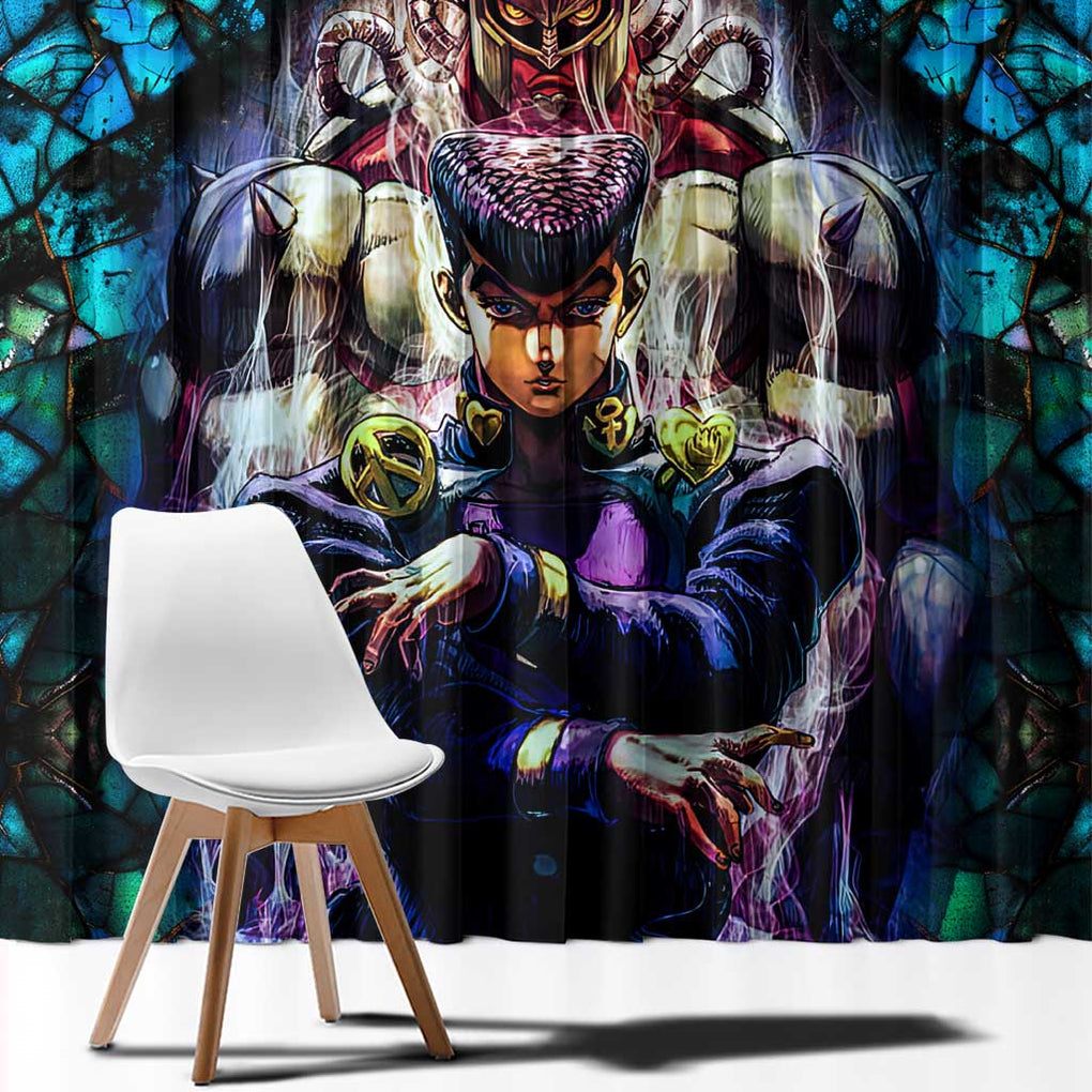 Trippy Josuke Shining Diamond Jojo’s Bizarre Adventure Window Curtain Anime Mix Abstracs Style