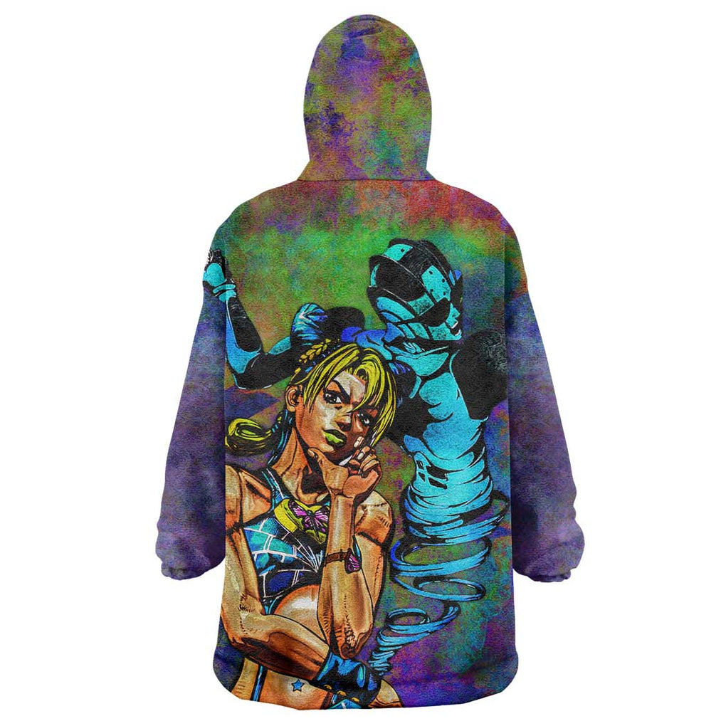 Trippy Jolyne Cujoh Stone Ocean Jojo’s Bizarre Adventure Wearable Blanket Hoodie Anime Mix Abstracs Style