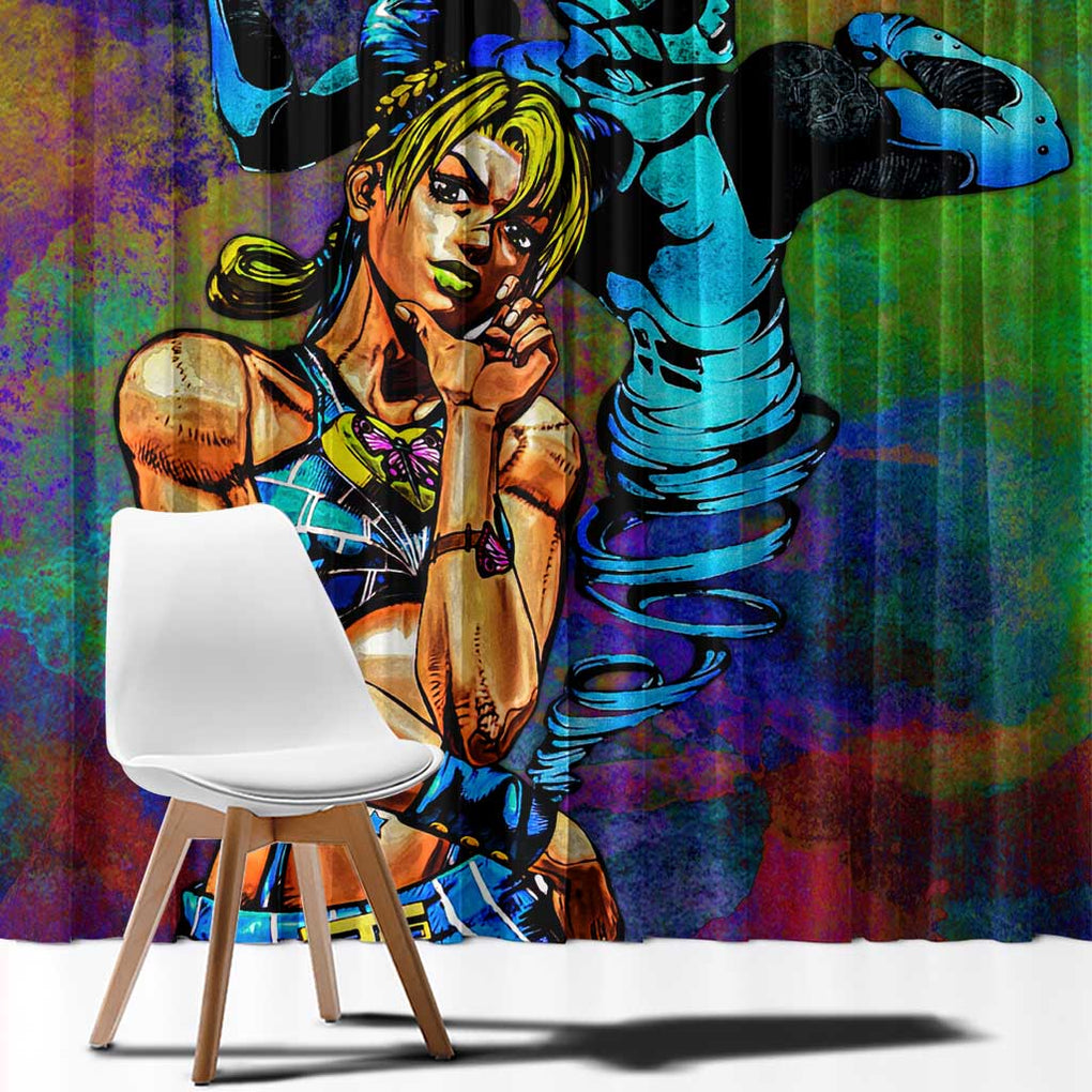 Trippy Jolyne Cujoh Stone Ocean Jojo’s Bizarre Adventure Window Curtain Anime Mix Abstracs Style