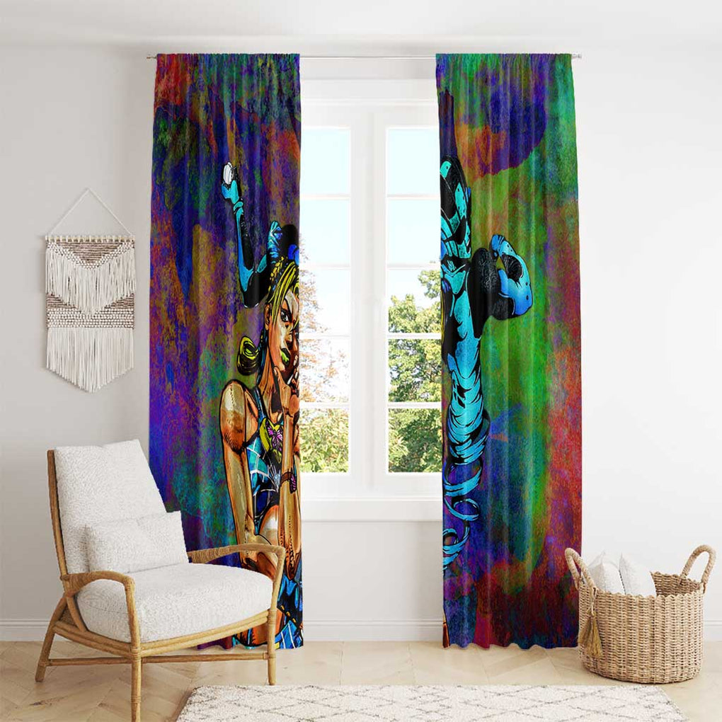 Trippy Jolyne Cujoh Stone Ocean Jojo’s Bizarre Adventure Window Curtain Anime Mix Abstracs Style