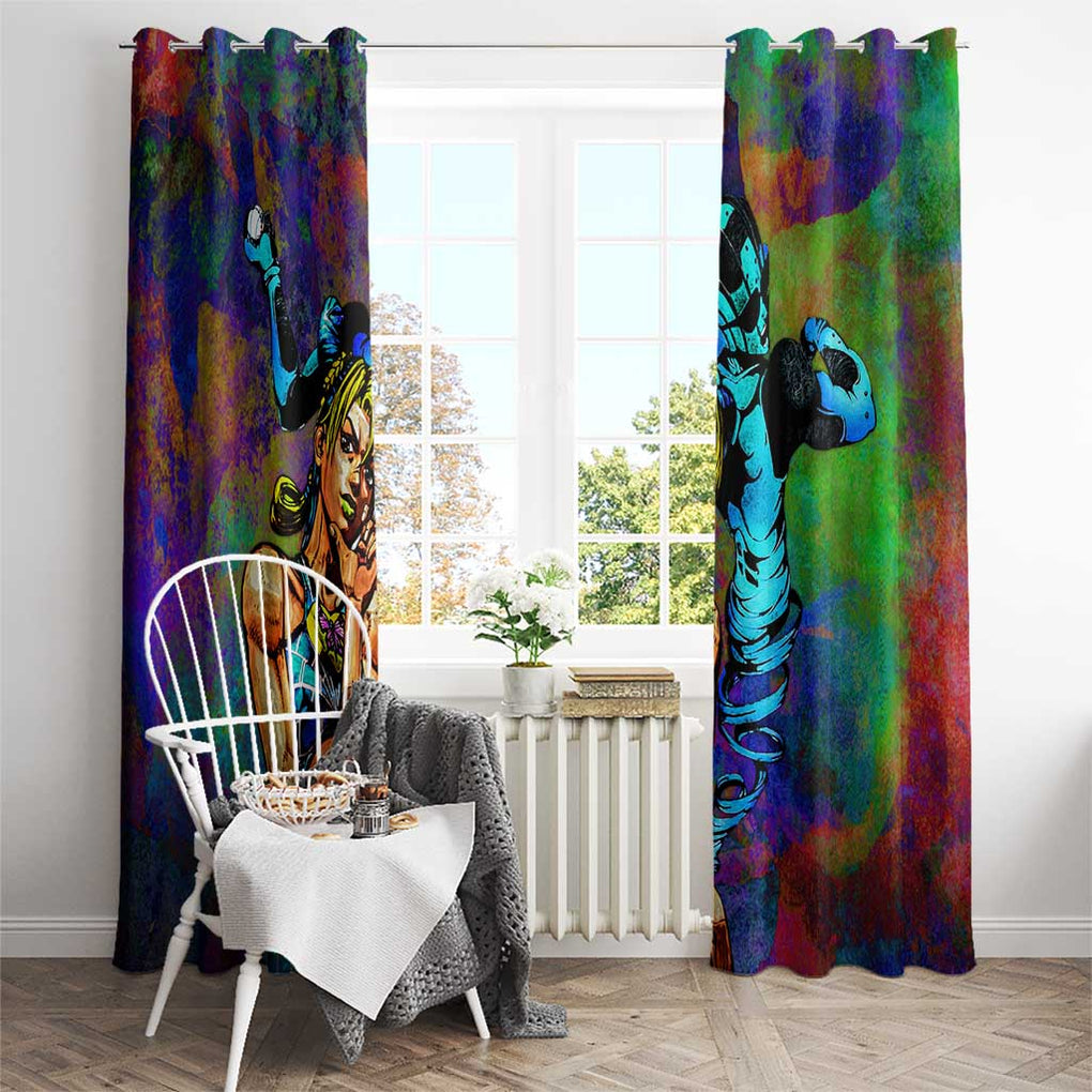 Trippy Jolyne Cujoh Stone Ocean Jojo’s Bizarre Adventure Window Curtain Anime Mix Abstracs Style