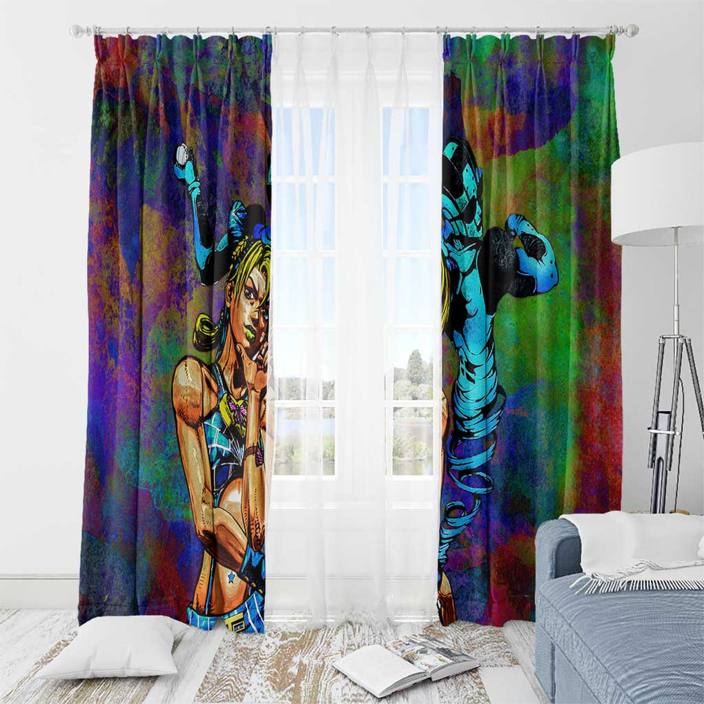 Trippy Jolyne Cujoh Stone Ocean Jojo’s Bizarre Adventure Window Curtain Anime Mix Abstracs Style