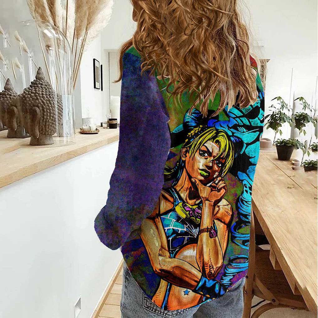 Trippy Jolyne Cujoh Stone Ocean Jojo’s Bizarre Adventure Women Casual Shirt Anime Mix Abstracs Style