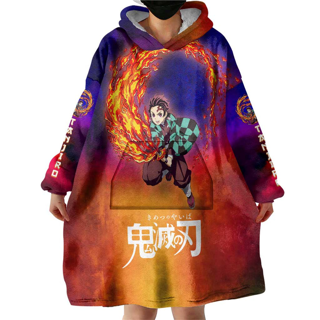Space Samurai Tanjiro Demon Slayer Wearable Blanket Hoodie Anime Mix Abstracs Style