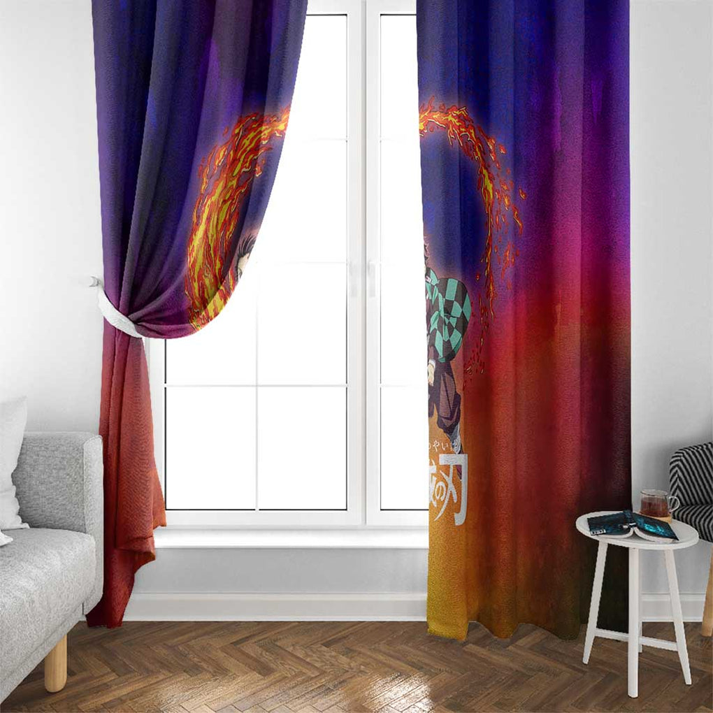 Space Samurai Tanjiro Demon Slayer Window Curtain Anime Mix Abstracs Style