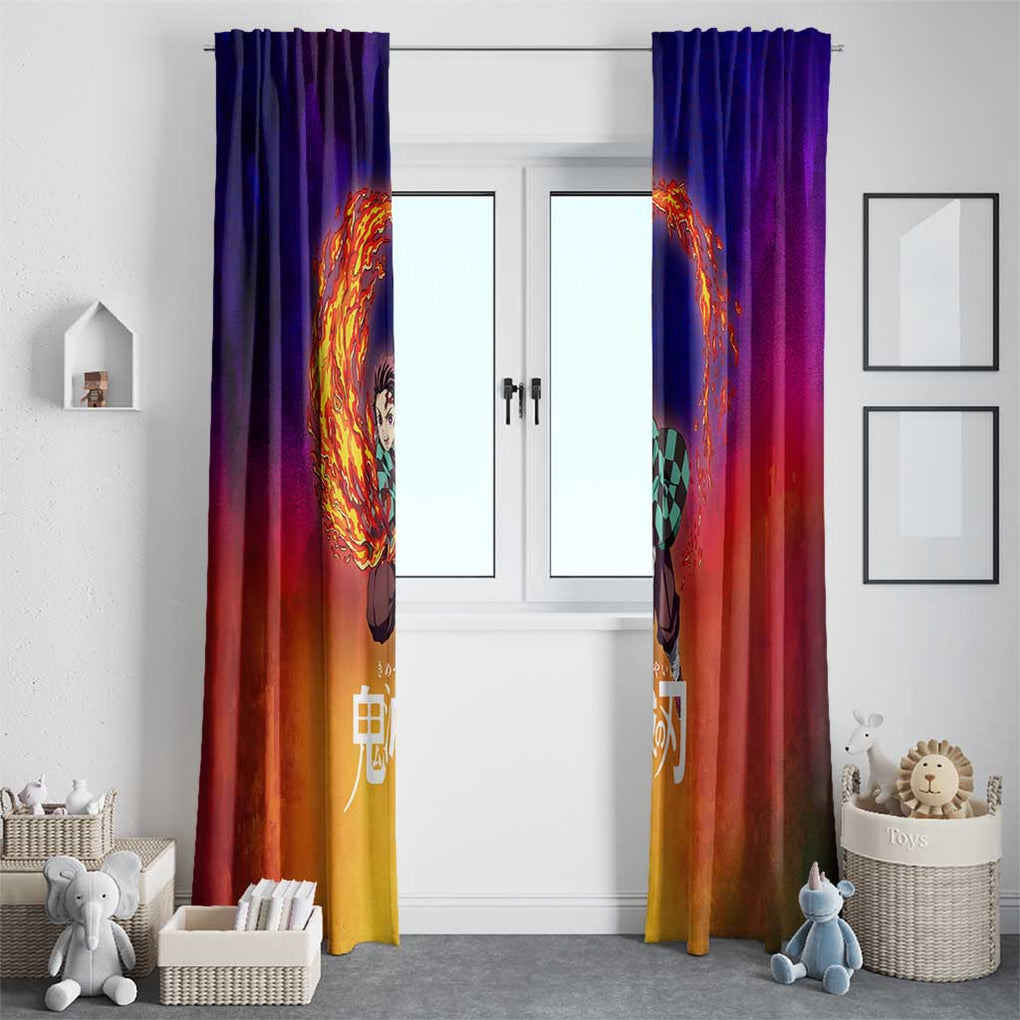 Space Samurai Tanjiro Demon Slayer Window Curtain Anime Mix Abstracs Style