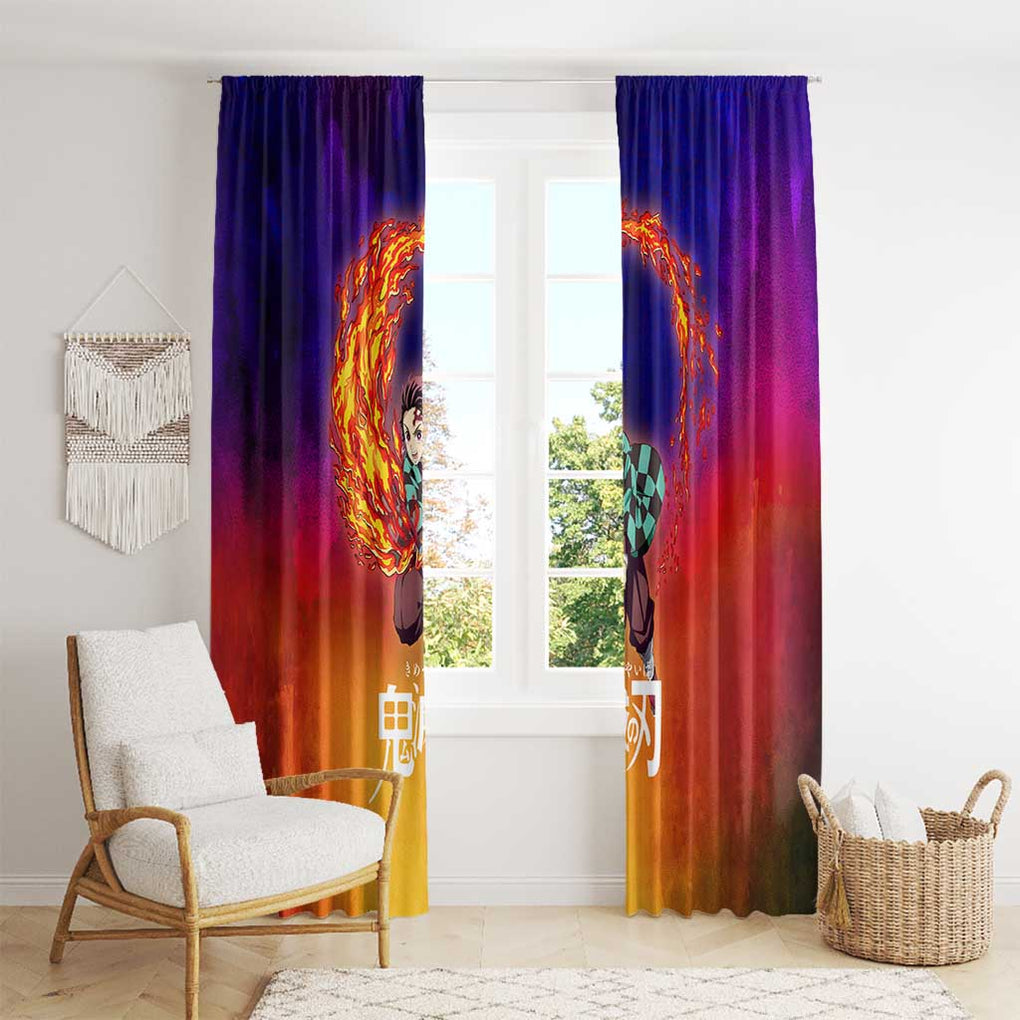Space Samurai Tanjiro Demon Slayer Window Curtain Anime Mix Abstracs Style