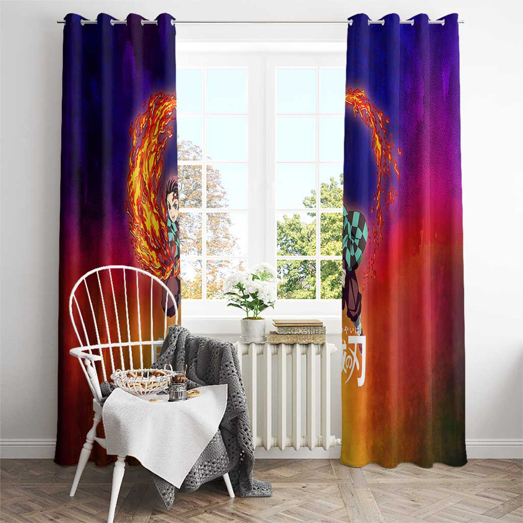 Space Samurai Tanjiro Demon Slayer Window Curtain Anime Mix Abstracs Style