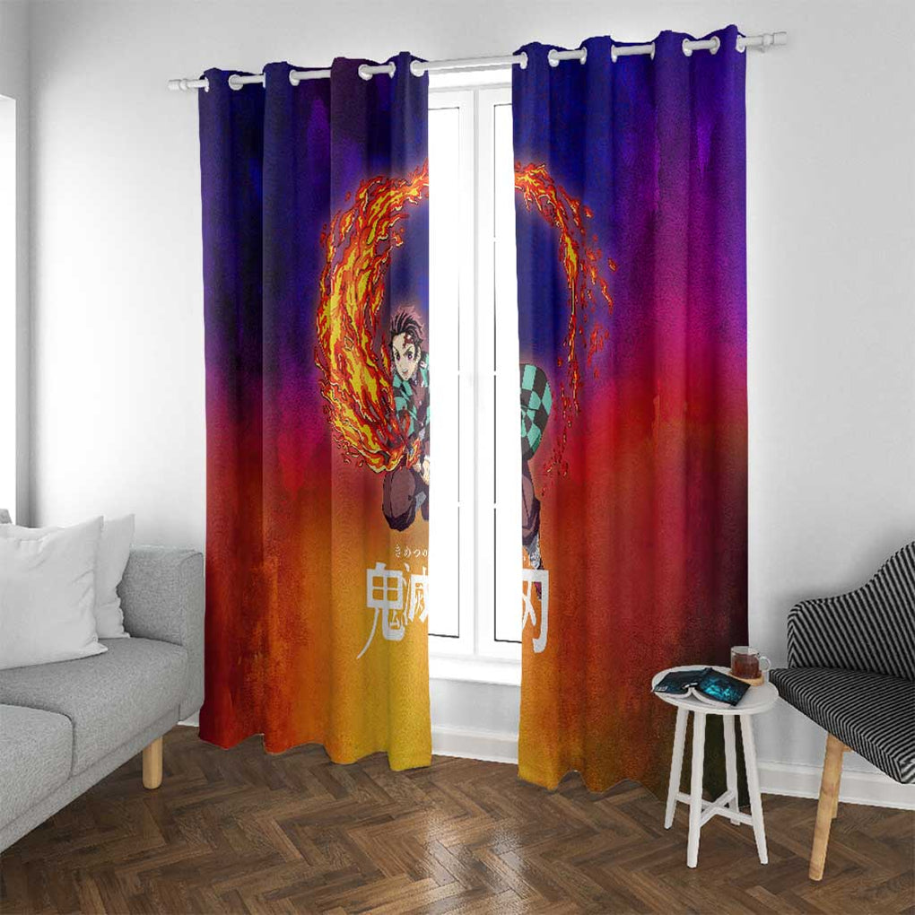 Space Samurai Tanjiro Demon Slayer Window Curtain Anime Mix Abstracs Style