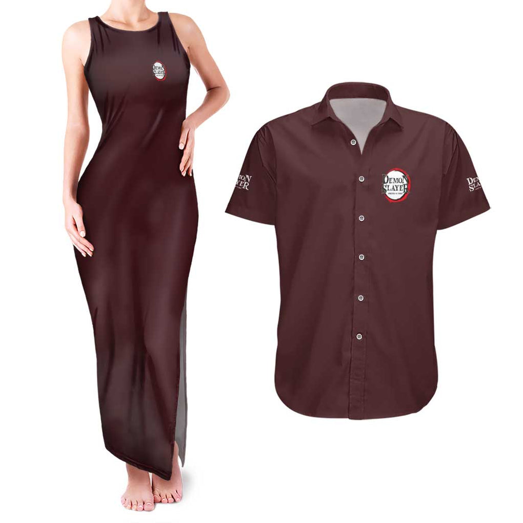 Entertainment District Arc Demon Slayer Couples Matching Tank Maxi Dress and Hawaiian Shirt Anime Style