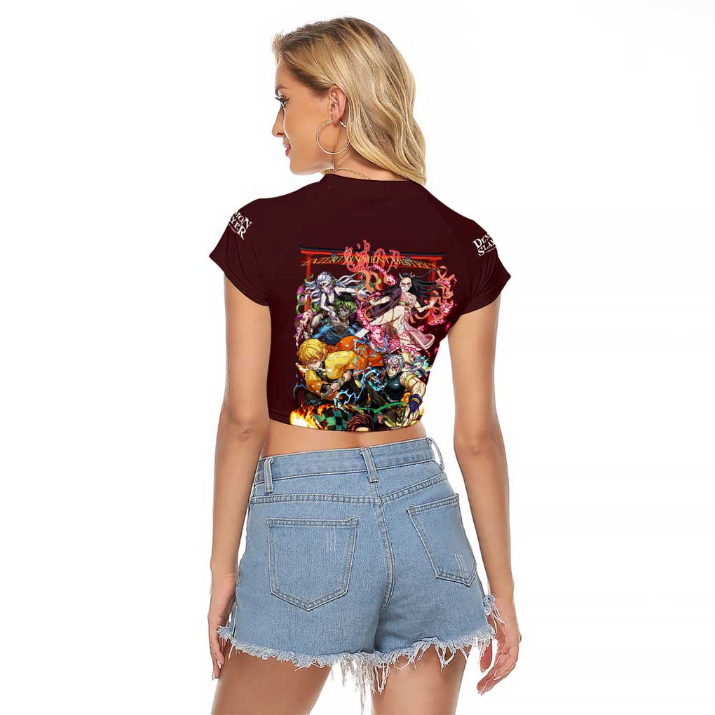 Entertainment District Arc Demon Slayer Raglan Cropped T Shirt Anime Style