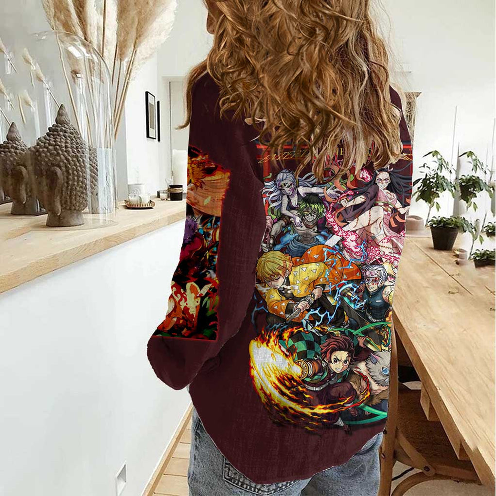 Entertainment District Arc Demon Slayer Women Casual Shirt Anime Style