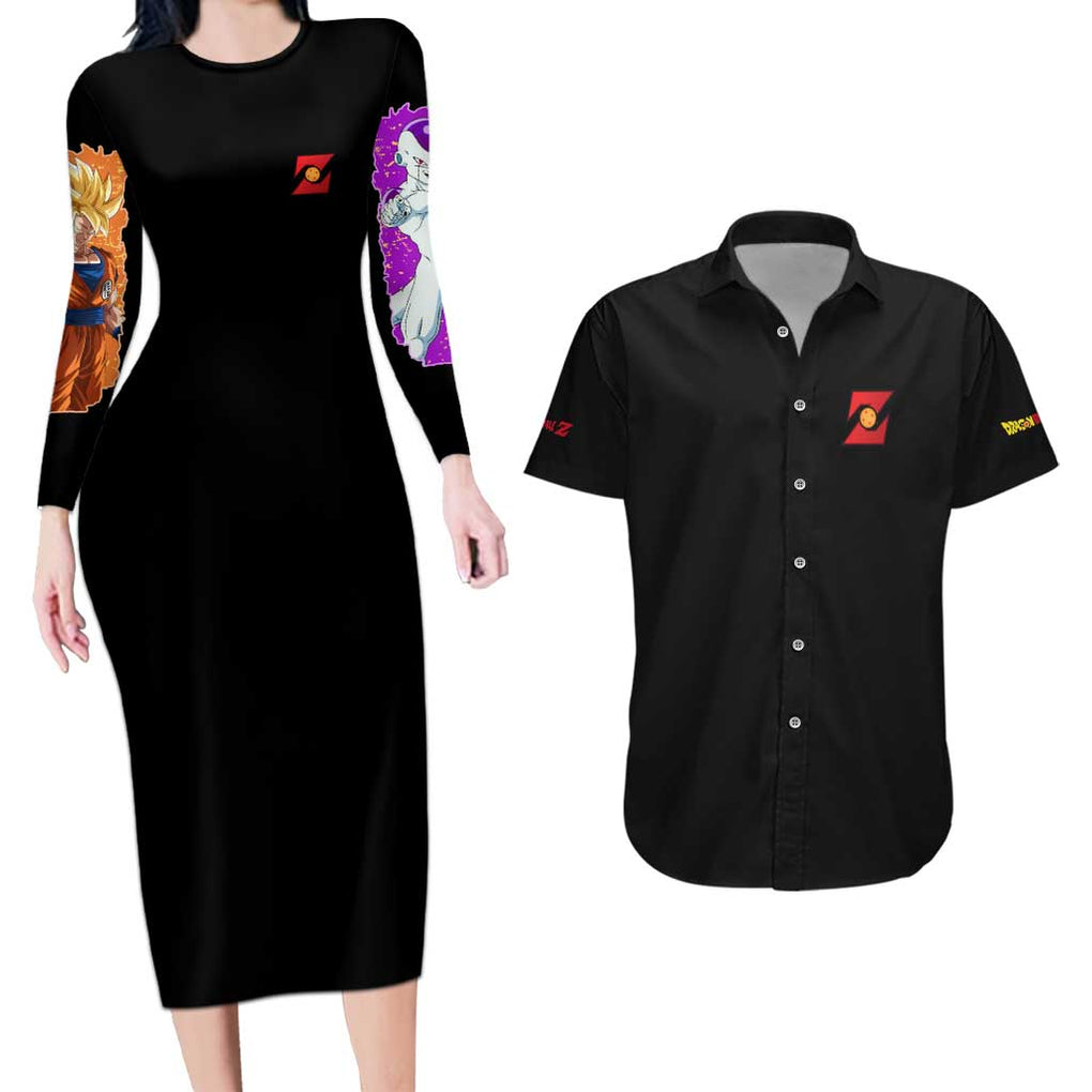 Frieza Saga Dragon Ball Z Couples Matching Long Sleeve Bodycon Dress and Hawaiian Shirt Anime Style