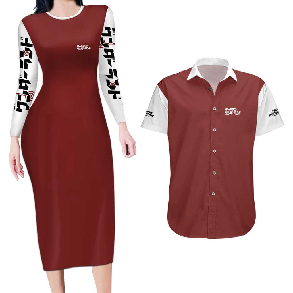 Deadman Wonderland Couples Matching Long Sleeve Bodycon Dress and Hawaiian Shirt Anime Style