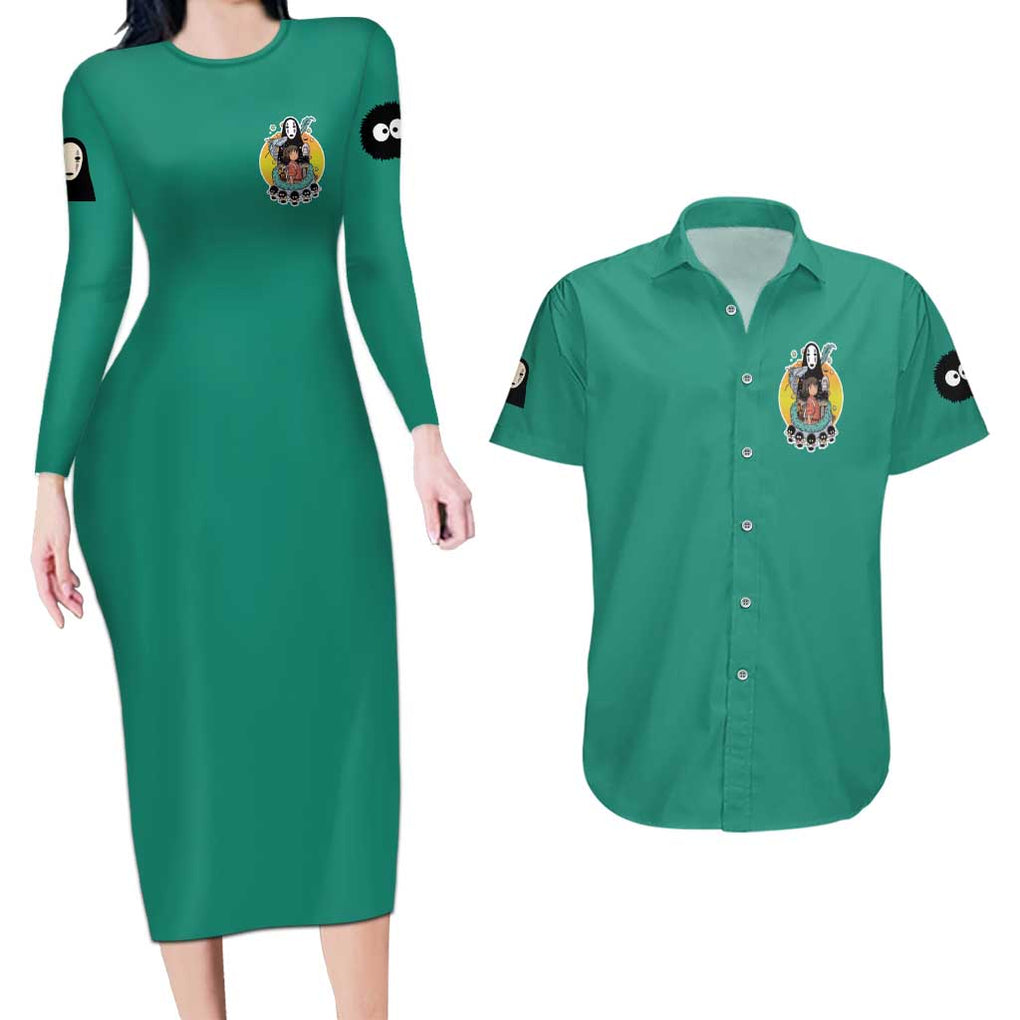 Spirited Away Studio Ghibli Hoodie Couples Matching Long Sleeve Bodycon Dress and Hawaiian Shirt Anime Style