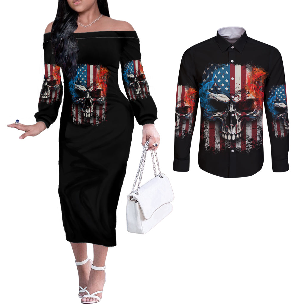 i-have-three-sides-skull-flag-couples-matching-off-the-shoulder-long-sleeve-dress-and-long-sleeve-button-shirt