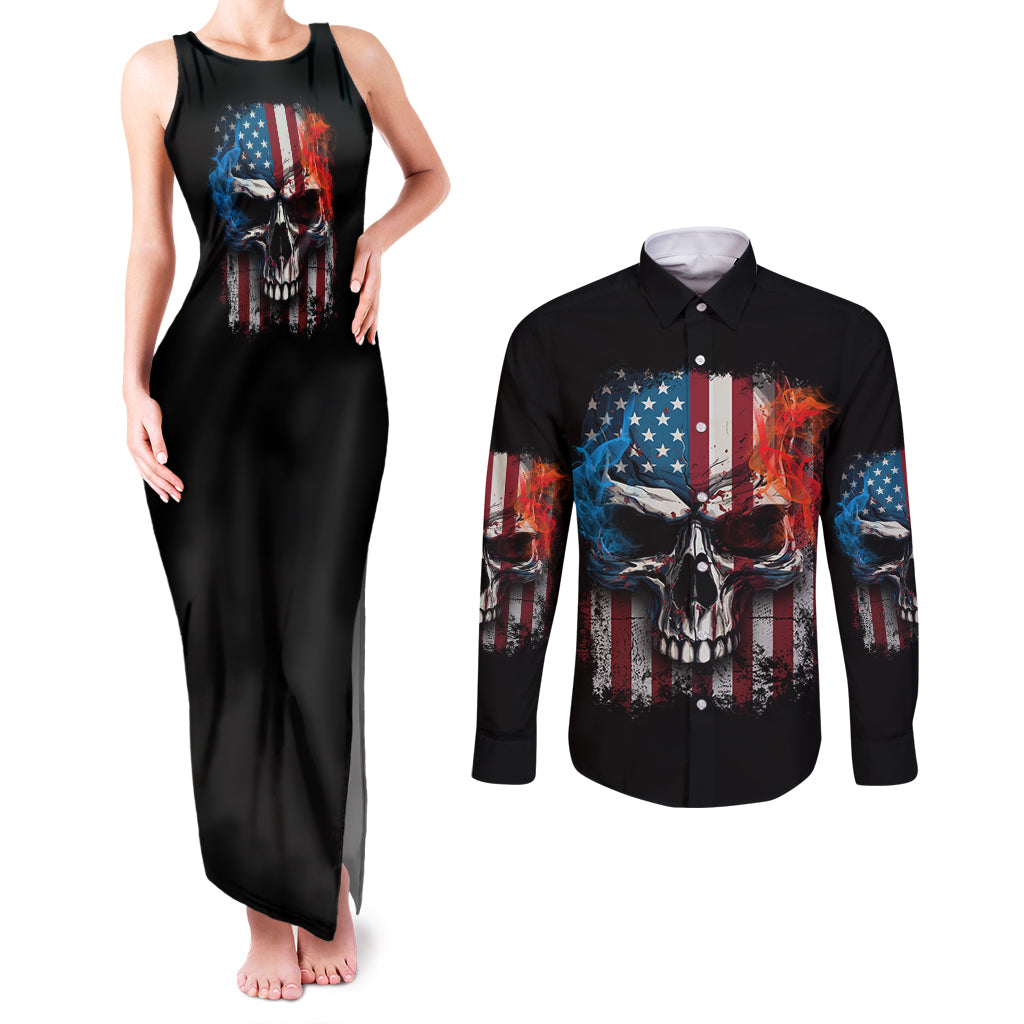 i-have-three-sides-skull-flag-couples-matching-tank-maxi-dress-and-long-sleeve-button-shirt