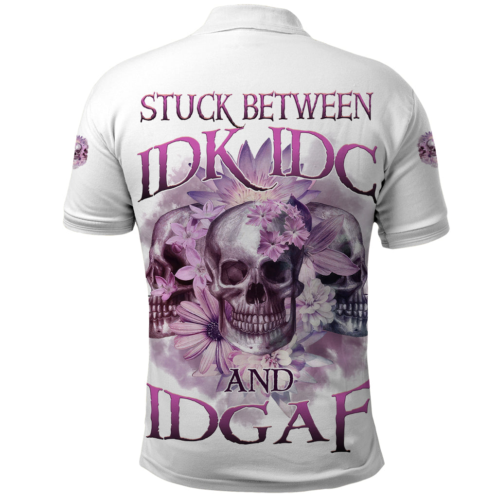 stuck-between-idk-idc-and-idgaf-skull-polo-shirt