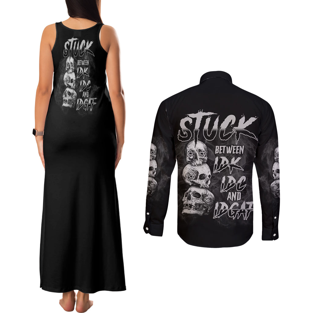 stuck-between-idk-idc-idgaf-couples-matching-tank-maxi-dress-and-long-sleeve-button-shirt