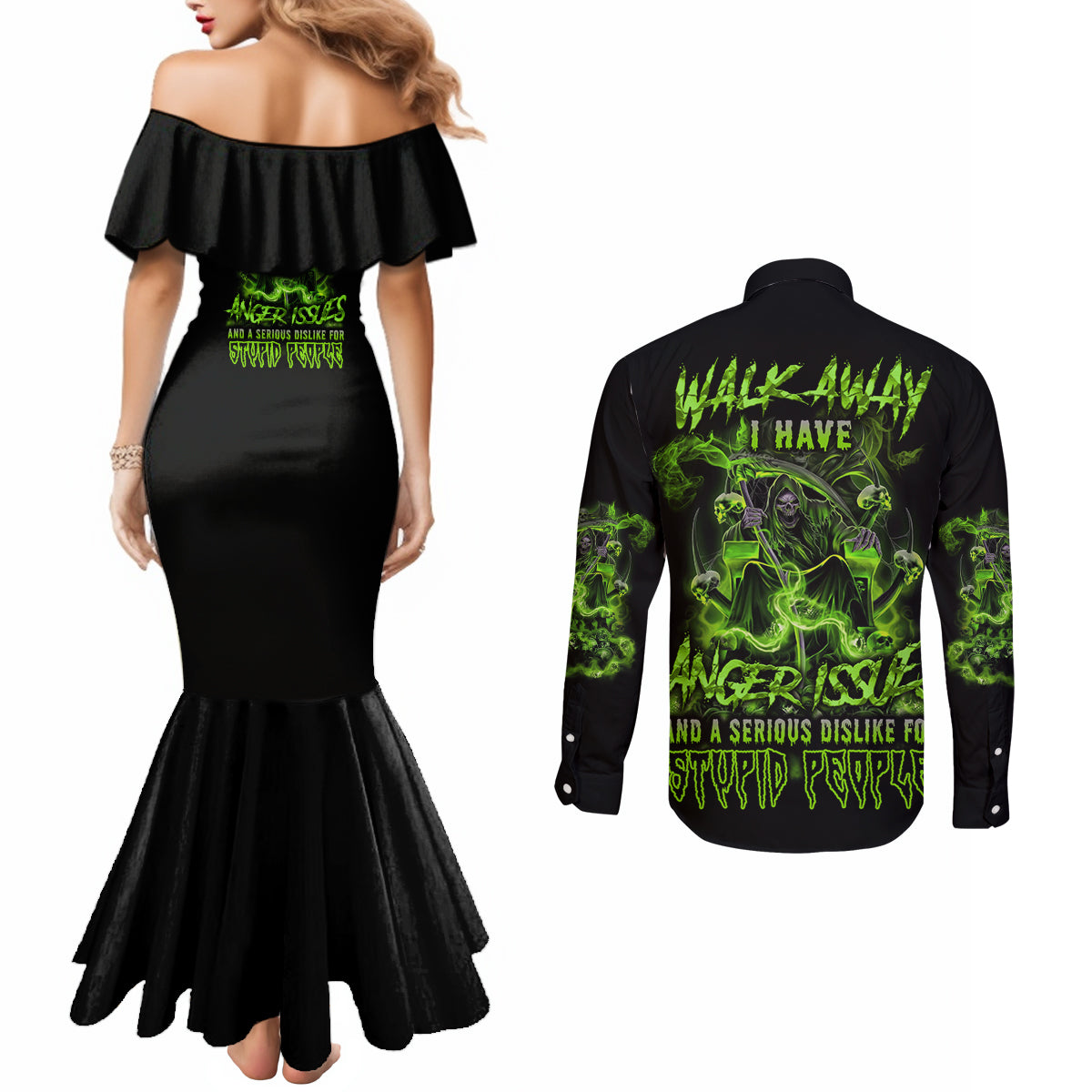 walk-away-i-have-anger-issues-couples-matching-mermaid-dress-and-long-sleeve-button-shirt