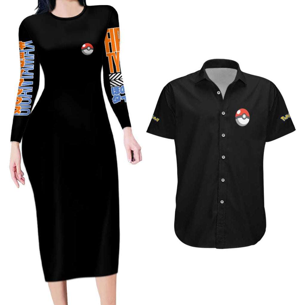 Gigantamax Charizard Poke Couples Matching Long Sleeve Bodycon Dress and Hawaiian Shirt Japan Anime Style