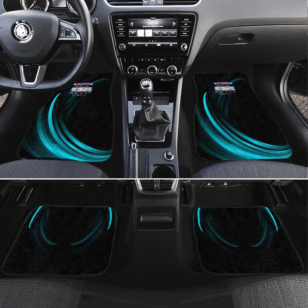 Rukia Kuchiki Bleach Anime Black and Teal Theme Car Mats with Zanpakuto Pose and Japanese Quote Design - The Mazicc