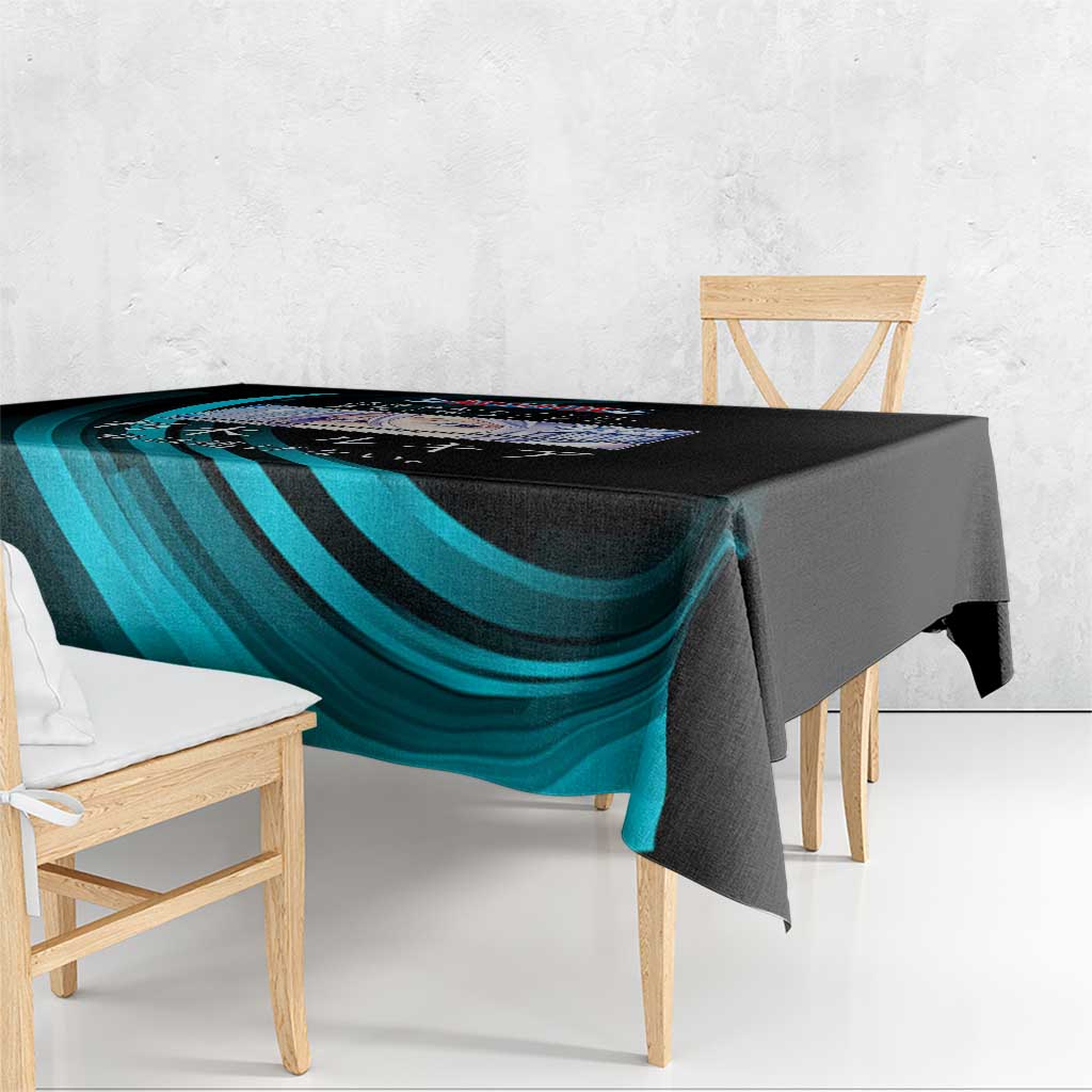 Rukia Kuchiki Bleach Anime Black and Teal Theme Tablecloth with Zanpakuto Pose and Japanese Quote Design - The Mazicc