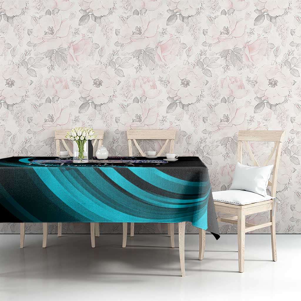 Rukia Kuchiki Bleach Anime Black and Teal Theme Tablecloth with Zanpakuto Pose and Japanese Quote Design - The Mazicc