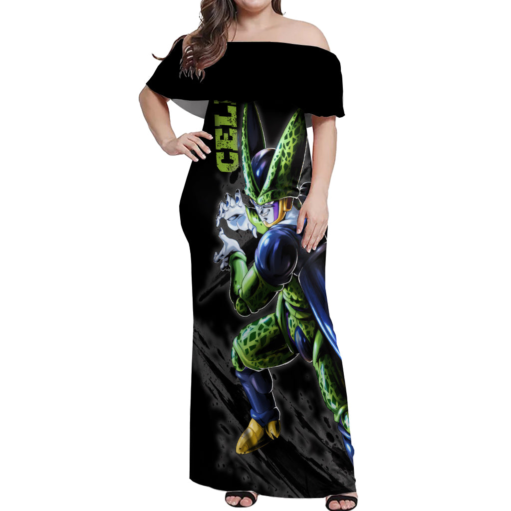 Perfect Cell Off Shoulder Maxi Dress