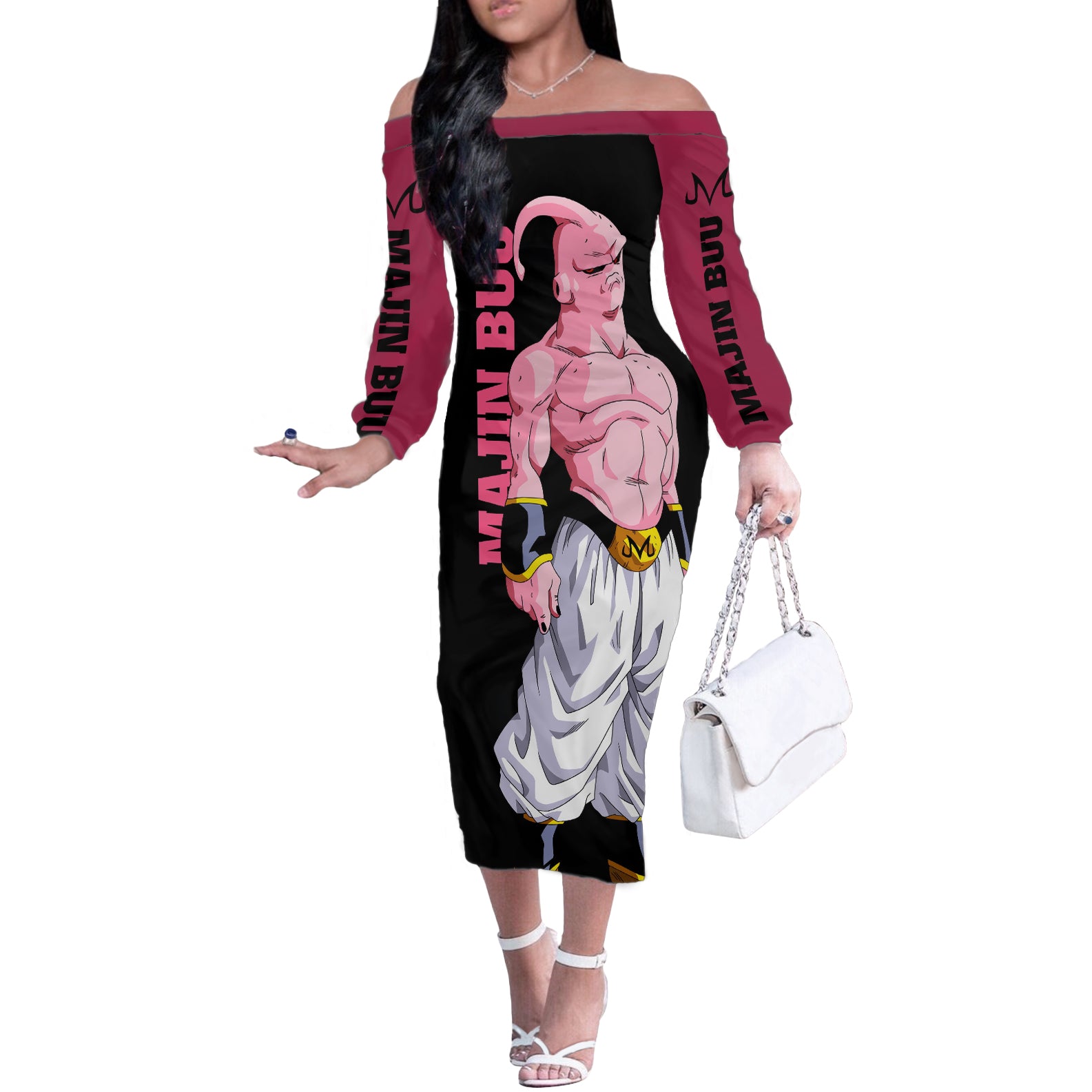 Skinny Majin Buu Off The Shoulder Long Sleeve Dress