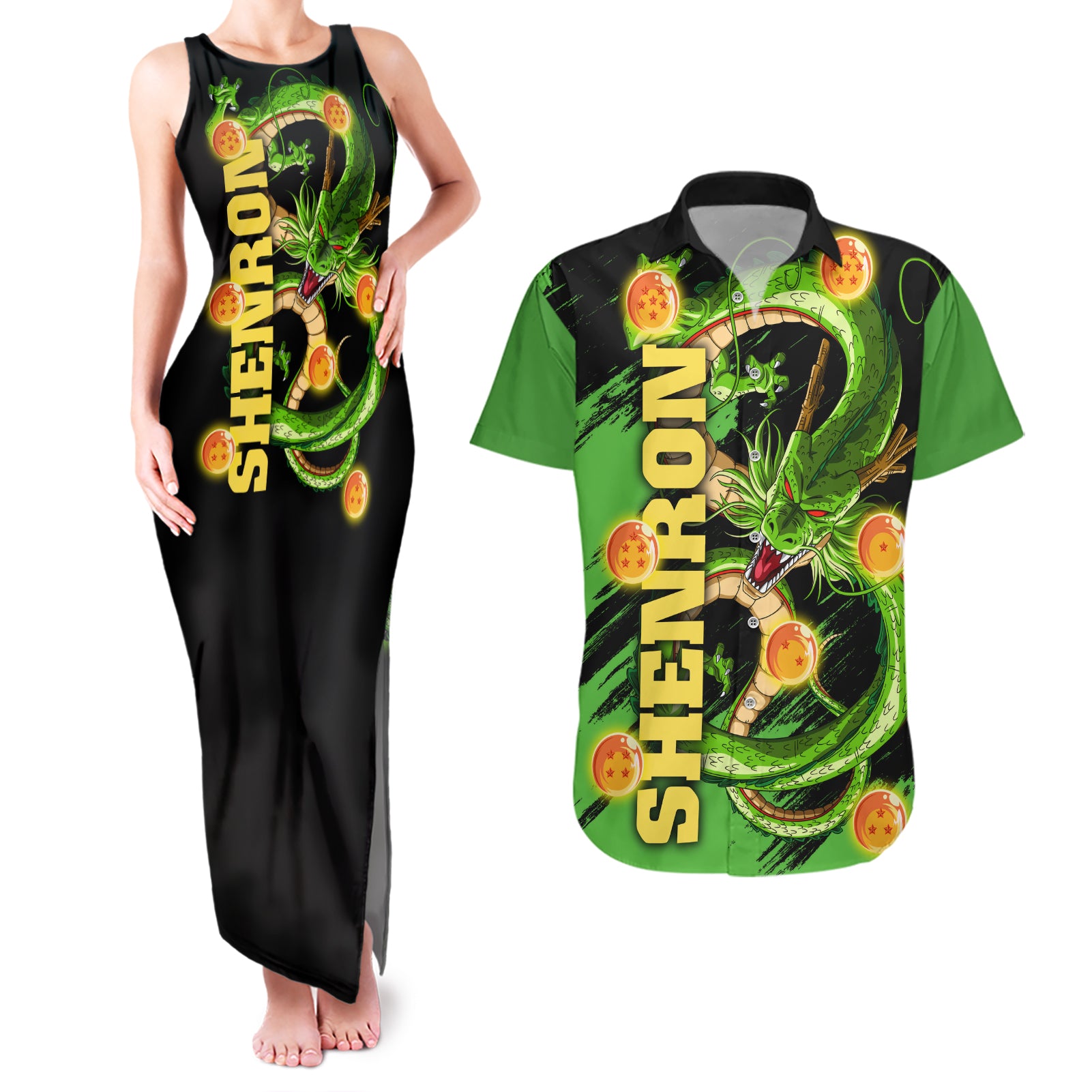 Dragon Shenron Couples Matching Tank Maxi Dress and Hawaiian Shirt