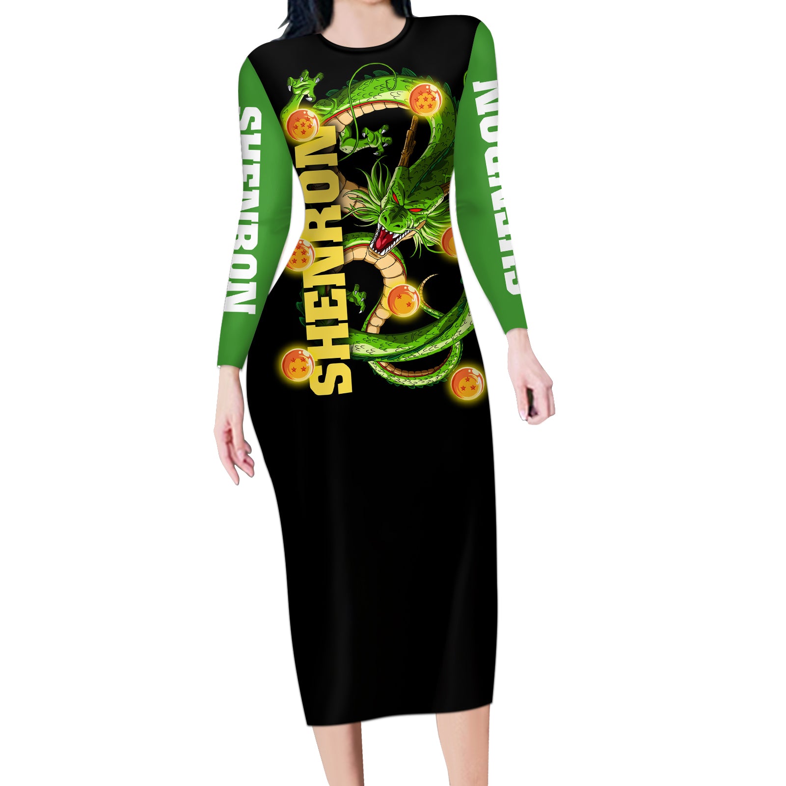 Dragon Shenron Long Sleeve Bodycon Dress