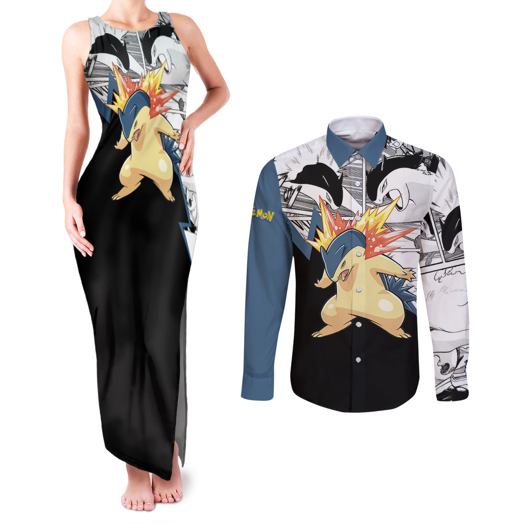 Typhlosion Mix Manga Couples Matching Tank Maxi Dress and Long Sleeve Button Shirt