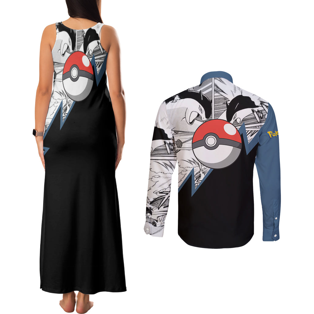 Typhlosion Mix Manga Couples Matching Tank Maxi Dress and Long Sleeve Button Shirt
