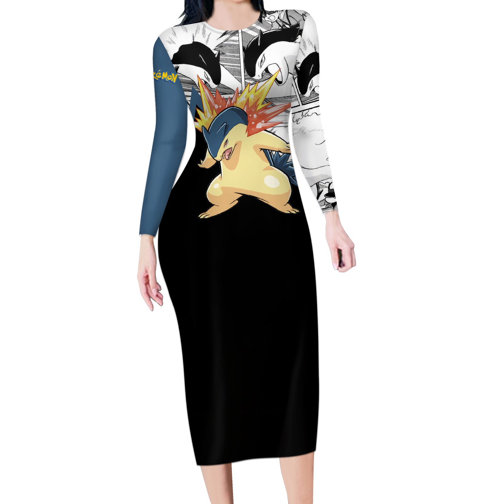 Typhlosion Mix Manga Long Sleeve Bodycon Dress