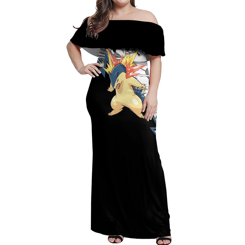 Typhlosion Mix Manga Off Shoulder Maxi Dress