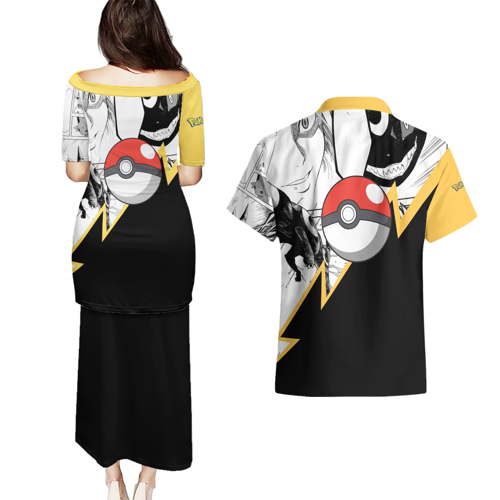 Umbreon Mix Manga Couples Matching Puletasi and Hawaiian Shirt