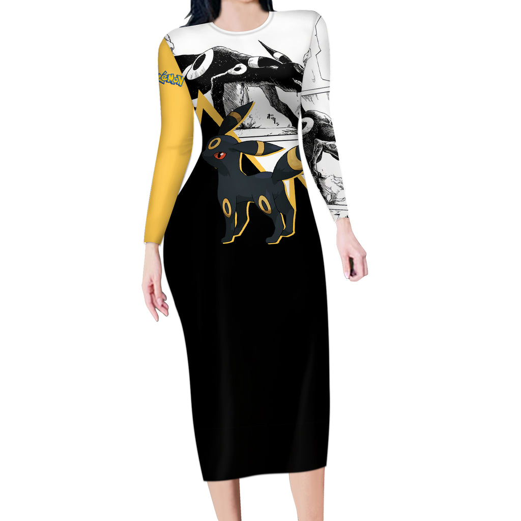 Umbreon Mix Manga Long Sleeve Bodycon Dress
