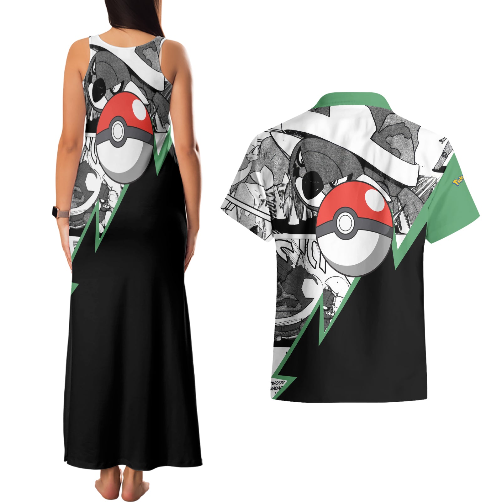 Torterra Anime Couples Matching Tank Maxi Dress and Hawaiian Shirt