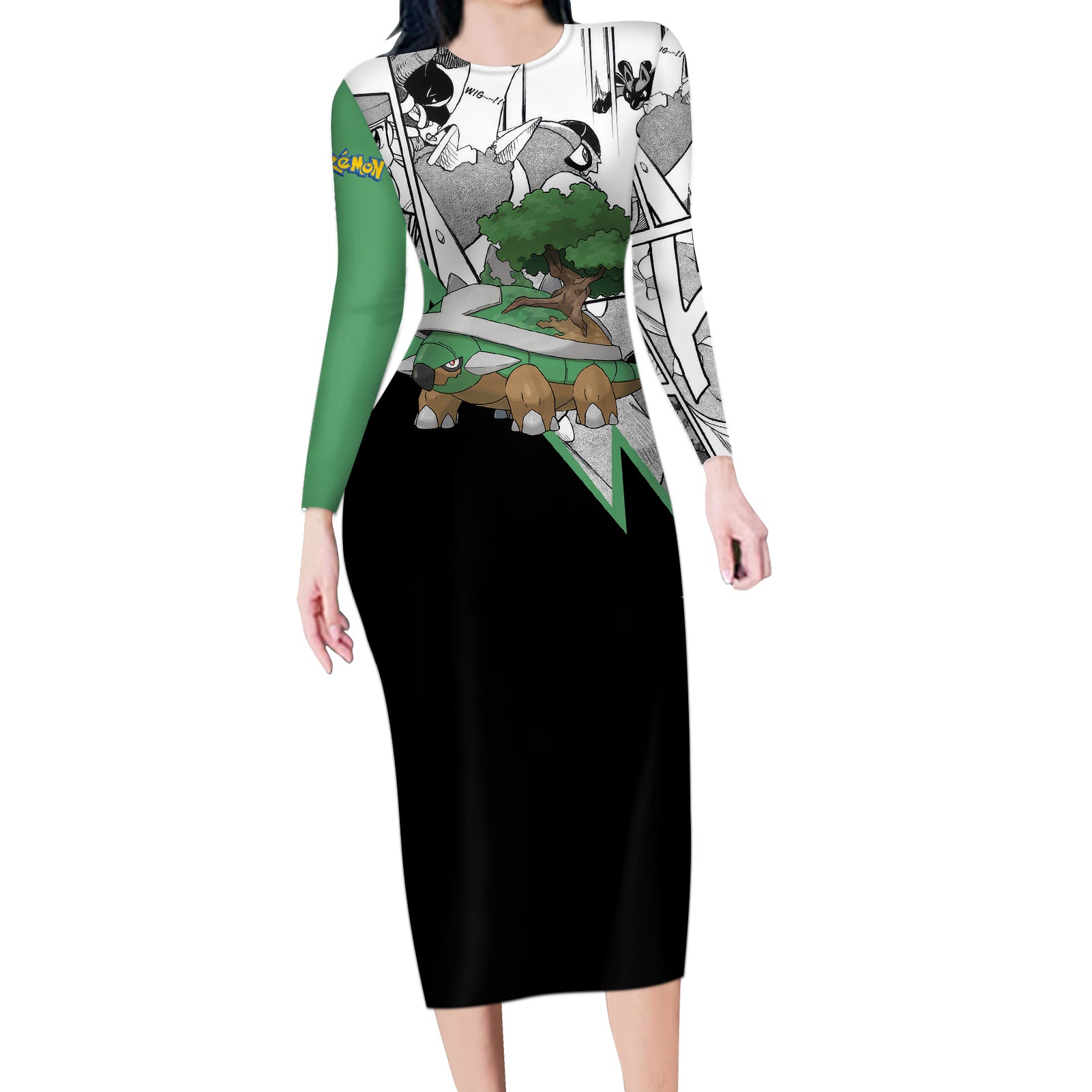 Torterra Anime Long Sleeve Bodycon Dress