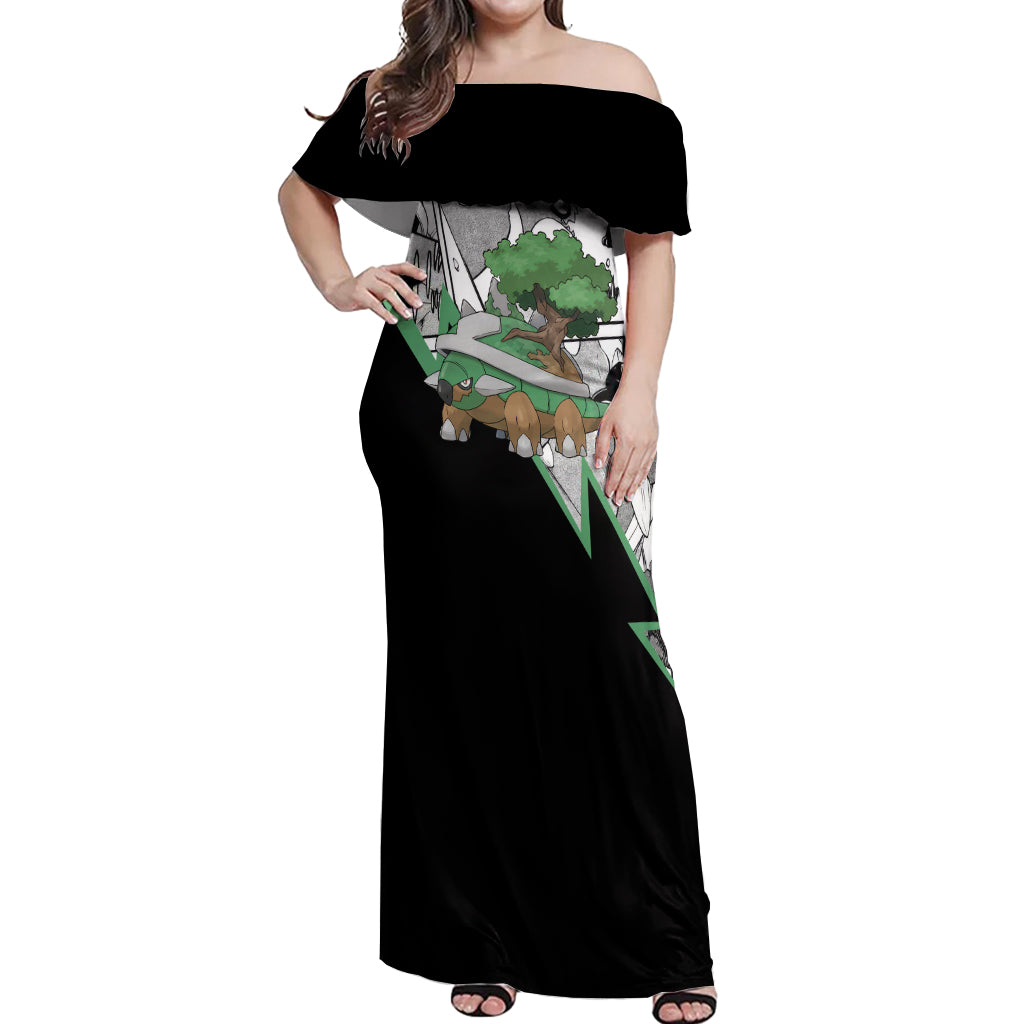 Torterra Anime Off Shoulder Maxi Dress