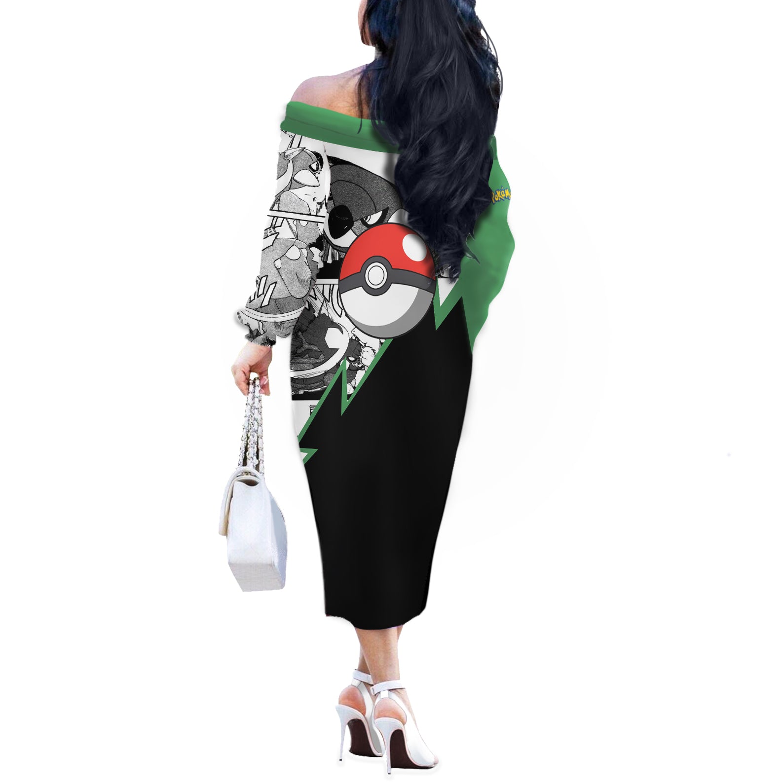 Torterra Anime Off The Shoulder Long Sleeve Dress