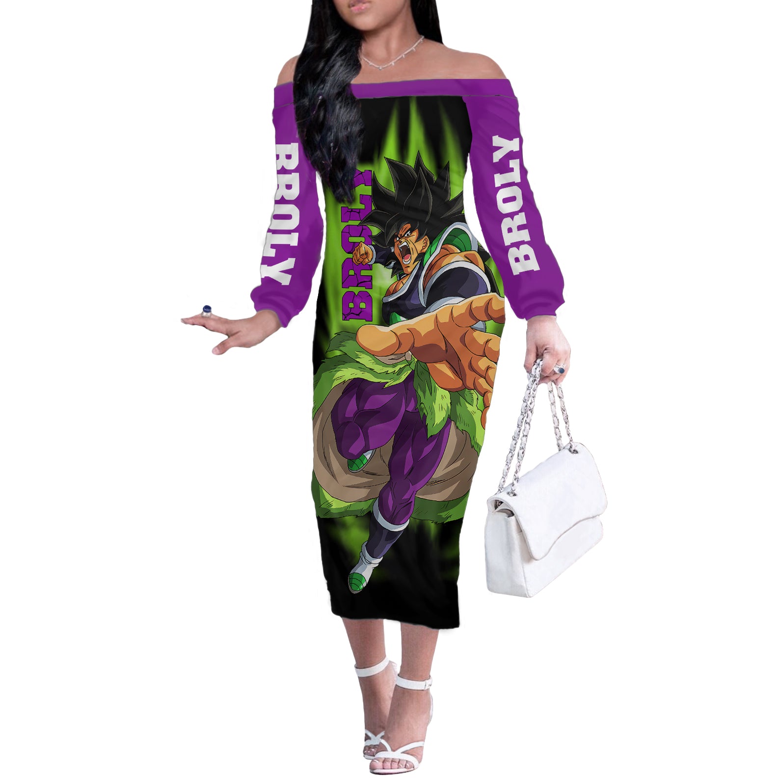 Super Broly Off The Shoulder Long Sleeve Dress