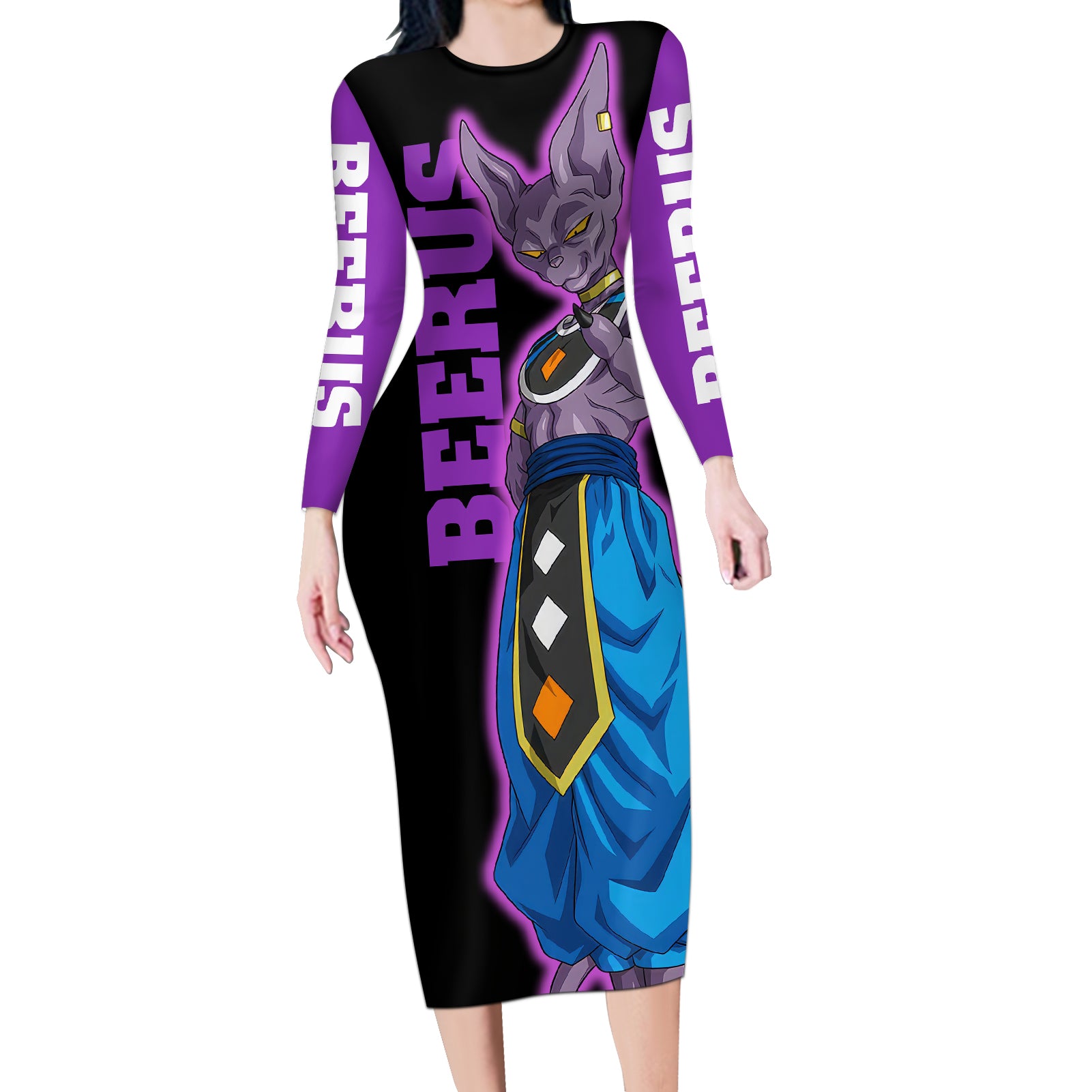 Beerus Dragon Ball Long Sleeve Bodycon Dress