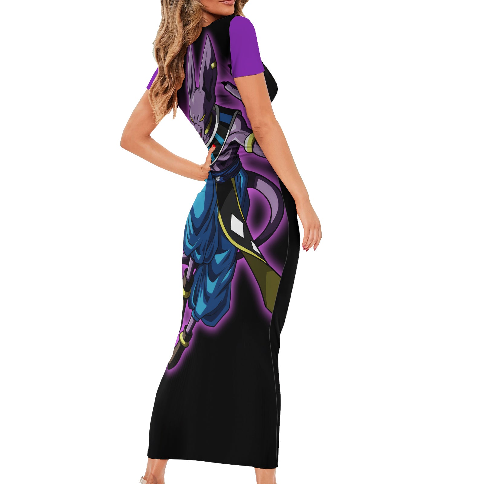Beerus Dragon Ball Short Sleeve Bodycon Dress