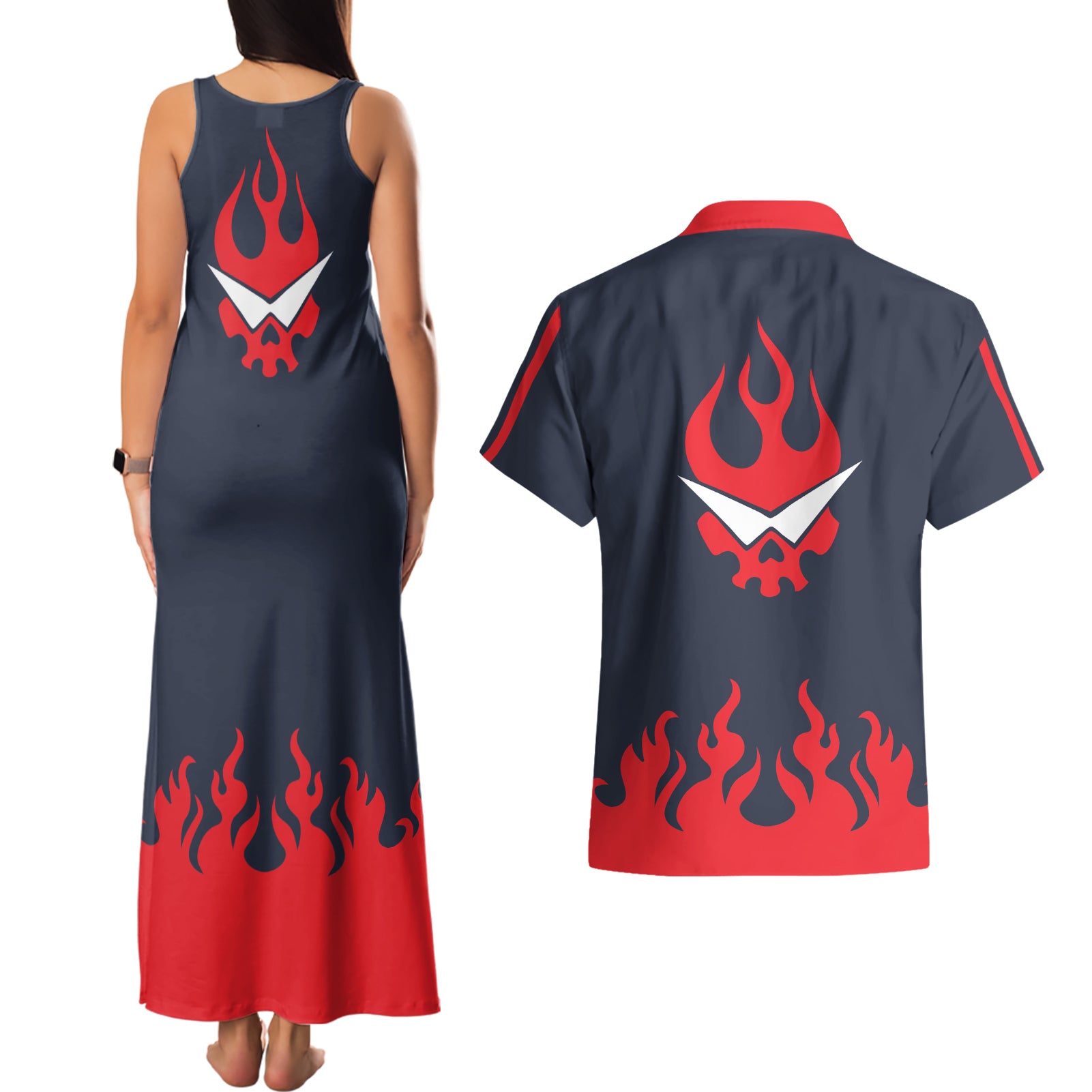 Gurren Lagann Simon Couples Matching Tank Maxi Dress and Hawaiian Shirt