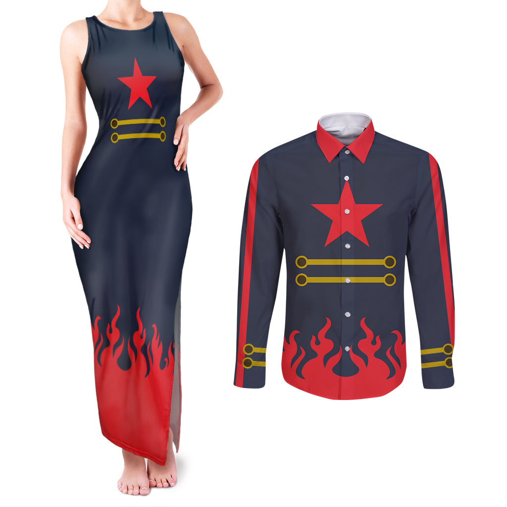 Gurren Lagann Simon Couples Matching Tank Maxi Dress and Long Sleeve Button Shirt