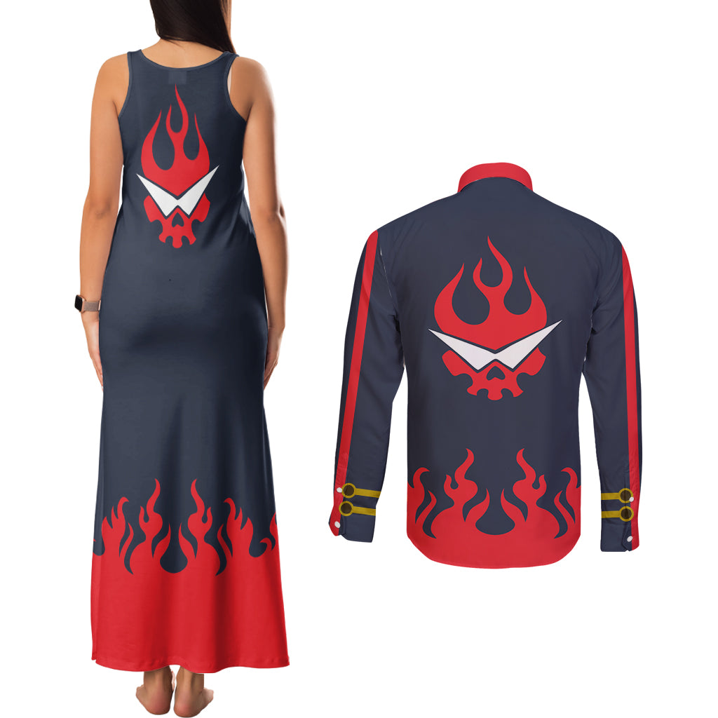 Gurren Lagann Simon Couples Matching Tank Maxi Dress and Long Sleeve Button Shirt
