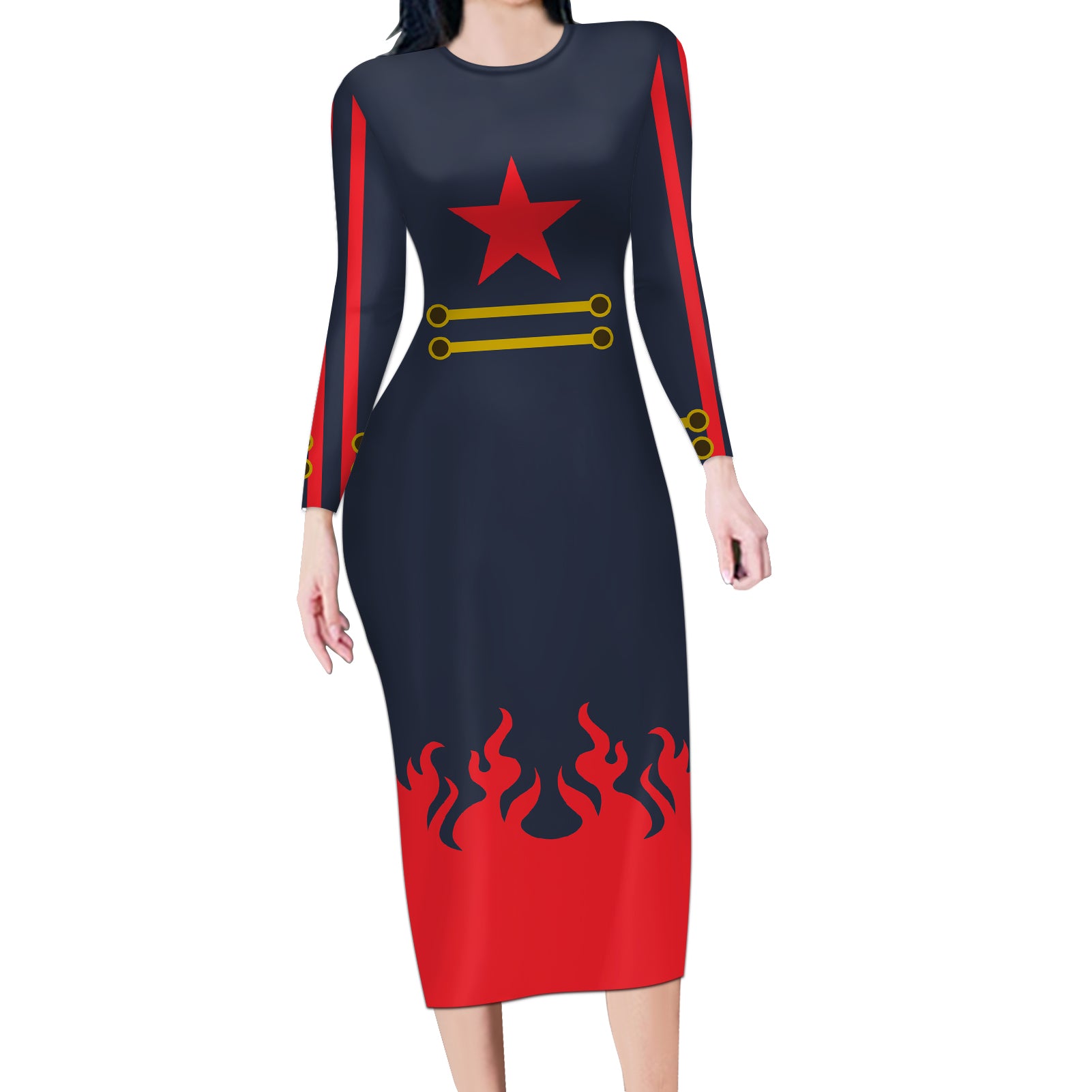 Gurren Lagann Simon Long Sleeve Bodycon Dress