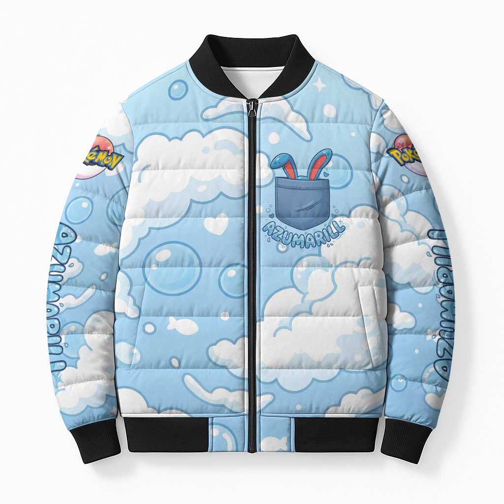 Azumarill Bomber Puffer Jacket Dreamy Bubble Cloud Art
